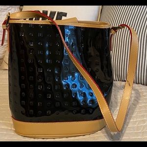 Arcadia Genuine Black Patent Leather Handbag